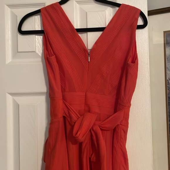 Rebecca Taylor Coral Striped Wrap Mini Dress Women’s 4 Sleeveless Cotton - Picture 4 of 7